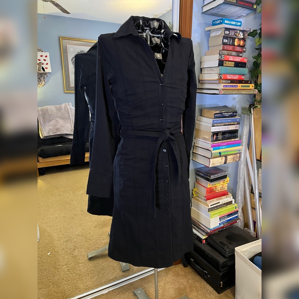 Elegant Black Button-Down Dress